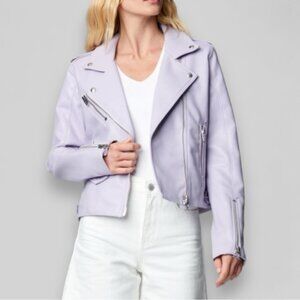 NINE WEST Lavender Faux Leather Moto Jacket Women’s Size Small Worn Once